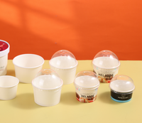 Ebelee – Nouveaux gobelets en papier à paroi simple imprimés sur mesure, qualité alimentaire, pour crème glacée et yaourt glacé, rayés roses, vente en gros