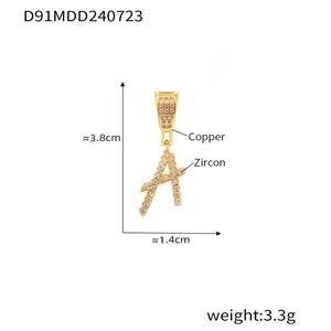 Joyería Fina Personalizada, Chapado en Oro de 18K, Accesorios para Collares DIY, Colgante con Incrustaciones de Circonio, 26 Letras, para Mujer - Product Image 2