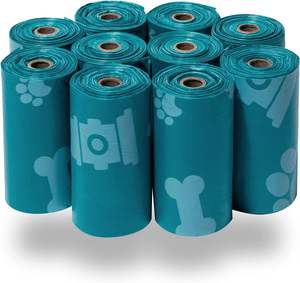 Sacs de caca de chien en plastique épais turquoise pour extérieur, anti-fuite, résistant à la déchirure, chiot marchant, élimination des déchets d'animaux de compagnie, jardinage biodégradable - Product Image 6