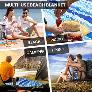 Thoải Mái Lớn Quá Khổ Bãi Biển Mat Không Thấm Nước Cát Bằng Chứng Tùy Chỉnh Bãi Biển Chăn Với Cổ Phần Lưu Trữ Túi Cho Gia Đình Dã Ngoại Du Lịch - Product Image 6
