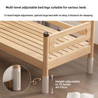 Lit d'enfant moderne en bois massif, lit bébé surélevé et extensible, sommier plat en bois massif
