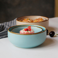 EKA Bol émaillé de couleur vintage Bol d'ustensiles de cuisine en poterie multicolore avec poivre Design Big Ceramic 6 Inch Service