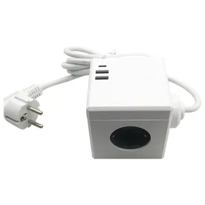 Europe power strip cube socket with USB port Germany outlet extension cord Electrical Multi wall Plug Adapter