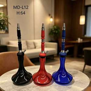 64 cm Modern <b>Hookah</b> Mini Shisha Glass Base Metal Stem Portable Water <b>Pipe</b> for Lounge and Home Use - Product Image 3