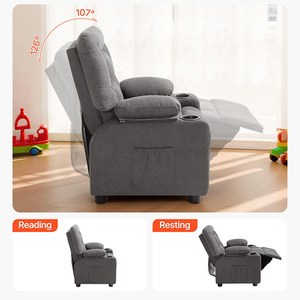 <span class=keywords><strong>Fauteuil</strong></span> inclinable noir pour enfants en cuir PU avec repose-pieds, rangement et accoudoirs réglables, canapé-lit pour tout-petits garçons et filles - Product Image 3