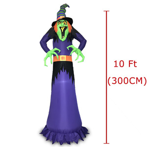 HLC Sorcière gonflable géante d'Halloween de 3 m avec lumières LED, décoration extérieure pour jardin et nouveautés de fête gonflables - Product Image 2