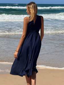 Women Embroidery <b>Short</b> Sleeve U-Neck 100% Cotton Woven Natural Waist Washable Engagement Party Knitted Blue <b>Sexy</b> <b>Dresses</b> - Product Image 5