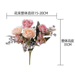 ช่อดอกกุหลาบประดิษฐ์ CallaFloral สีชมพู สีแดงเบอร์กันดี สีส้ม ใช้ซ้ำได้ สำหรับตกแต่งงานแต่งงาน ของตกแต่งบ้านทันสมัย - Product Image 4