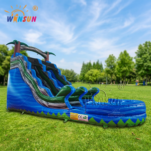 WINSUN New Design Commercial Wave Blue Inflatable Water <b>Slide</b> with <b>Pool</b> Outdoor Playground and Children's Parties - Product Image 1