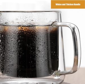 Tazas de Café de Vidrio de 350 ml (12 oz) al por Mayor de Fábrica, Tazas de Vidrio de Doble Pared para Beber, Taza de Café Latte con Asa - Product Image 5