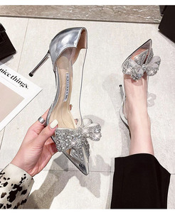 Vendita calda di lusso di buona qualità da <span class=keywords><strong>sposa</strong></span> donna Stiletto moda Sexy con fiocco decorazione con strass tacco alto <span class=keywords><strong>scarpe</strong></span> da donna - Product Image 2