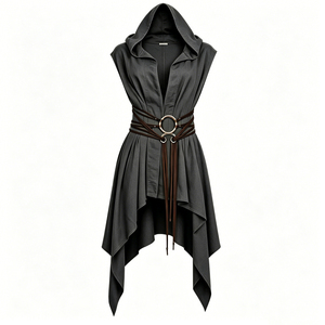 Robe Tunique Médiévale à Capuche pour Femme, Costume d'Halloween Unisexe pour Femme et Homme, Vêtements LARP, Manteau Médiéval Sans Manches en Gros - Product Image 4