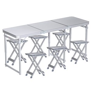 Tavolo Pieghevole da Esterno per Campeggio, Picnic ed Escursioni, in Legno e Lega di Alluminio, Vendita all'Ingrosso - Product Image 1