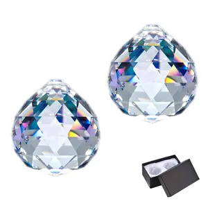 Bola de lustre de cristal de suspensão clara, bolas de vidro, luz multicolorida facetada, K9