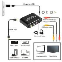 Adaptateur convertisseur HDMI vers AV 3RCA CVBs vidéo Composite 3.5mm Aux Audio RCA Support PAL/NTSC pour TV PC portable Xbox