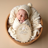 Panneaux de naissance ronds en bois perforé, double face, pour annonce de naissance, décoration de jalons de développement, accessoires photo sur le thème de l'amour, écologiques