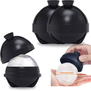 DD1139 Large Silicone Round Ice Cube with Built-in Funnel for Whiskey Cocktails 6cm Maker Ice Sphere Ball Molds