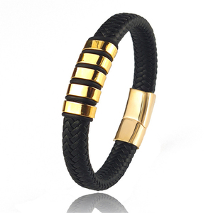 <span class=keywords><strong>Bracciale</strong></span> in Pelle Nera Intrecciata con Chiusura Magnetica in Acciaio Inossidabile Personalizzato per Uomo, <span class=keywords><strong>Figlio</strong></span>, Papà, Marito, Fidanzato - Product Image 6