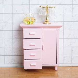 1:12 miniatura DIY casa de muñecas modelo de bolsillo con una puerta y cuatro armarios muebles de simulación de madera para manualidades y adornos - Product Image 3