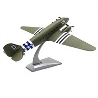 Kit de modèle d'avion DC3 en alliage moulé sous pression à l'échelle 1/100 unisexe C-47 jouet pour enfants avec roues pour jeu de chasse