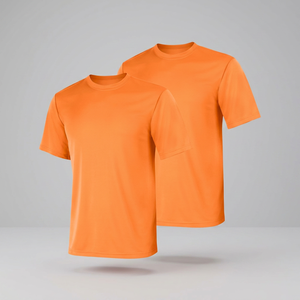 T-shirt de performance premium orange à manches courtes, séchage rapide, évacuation de l'humidité, respirant, coupe classique, pour homme, gym, course à pied - Product Image 3