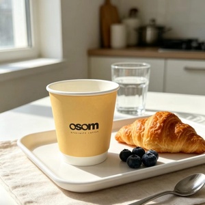 Vasos de Papel Kraft de Doble Pared Desechables Personalizados al por Mayor con Logotipo Impreso para Vino y <span class=keywords><strong>Café</strong></span> para Llevar, de 8oz-16oz, Impermeables y de Grado Alimenticio - Product Image 2