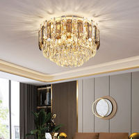 Lampu Plafon LED Kristal K9 Bulat Modern Zeal Lighting, Lampu Chandelier Mewah untuk Ruang Tamu