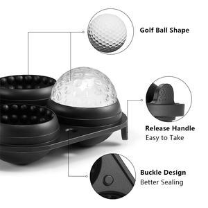 Essentiels d'été : Moules en silicone de qualité alimentaire en forme de balle de golf, réutilisables, faciles à démouler, bac à glaçons avec couvercle, empilables, noirs - Product Image 3