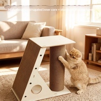Griffoir et lit combinés en forme de L en carton durable pour chat, blanc, vertical, pour animaleries et maisons