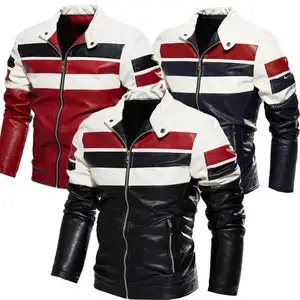 Jaket musim gugur pria 2023 mantel pu yang cocok warna sepeda motor baru jaket ukuran plus beludru Plus Pria