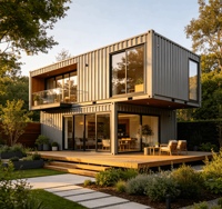Villa mobile pliable et extensible sur mesure, maisonnette préfabriquée à ossature en acier avec décoration intérieure complète