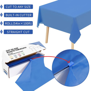 54''x100' Free Cutting <strong>Plastic</strong> <strong>Table</strong> Cloth Disposable Wedding <strong>Table</strong> <strong>Clothes</strong> with Slide Cutter - Product Image 2