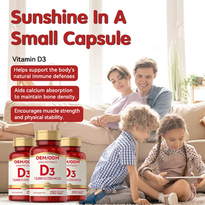 Custom <span class=keywords><strong>Vitamin</strong></span> <span class=keywords><strong>D3</strong></span> Softgel Capsules <span class=keywords><strong>10000</strong></span> IE Hoge Potentie Voedingssupplement voor Ondersteuning van de Immuun- en Botgezondheid - Product Image 3