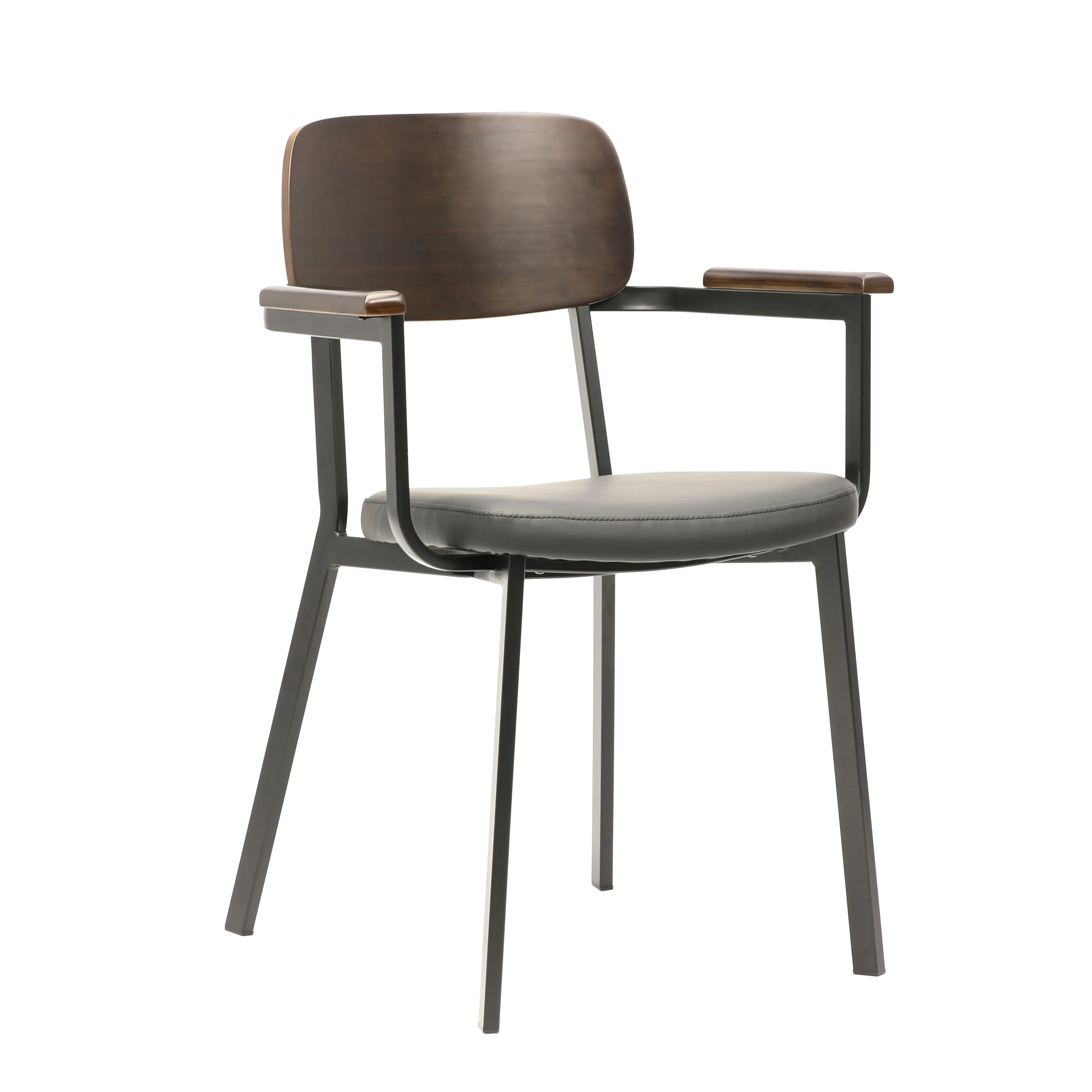 Thiết kế mới Kim Loại chân ván ép Ghế cafe ghế với tay vịn Stackable ghế bành bằng gỗ