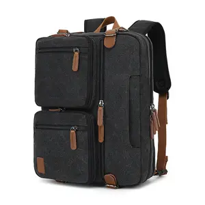 กระเป๋าใส่คอมพิวเตอร์แบบ3 In 1,กระเป๋าเป้ใส่แล็ปท็อปแบบพับได้ผ้าใบกันน้ำมัลติฟังก์ชันใช้งานได้หลากหลายสำหรับผู้ชาย
