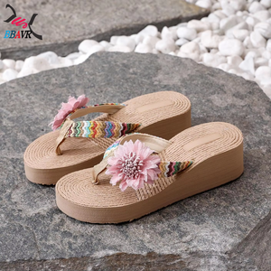 Sandalias de Mujer con Plataforma y Tacón Alto, Estilo Étnico, con Cordones de Cáñamo, Diseño Coreano, para Verano, Playa y Aire Libre - Product Image 2