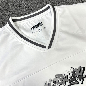 Camiseta de Fútbol Americana Retro con Mangas Cortas Desmontables, Diseño Personalizado con Parches, Estilo Urbano, Transpirable, Cuello en V, Poliéster/Algodón - Product Image 3