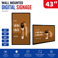 Affichage numérique LCD pour restaurant et hôtel, écran de menu, écran publicitaire mural, affichage publicitaire intérieur, Android 32, 43, 55 pouces