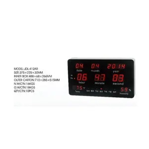 Jam kalender Digital LED listrik tampilan suhu dan kelembaban