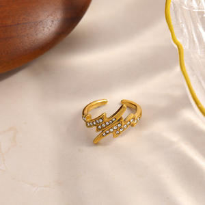 Anillo Lightning Bolt, Chapado en Oro de 18k, Aleación de Zinc, Ajustable, Joyería para Mujer, Regalo, Diseño Geométrico - Product Image 2