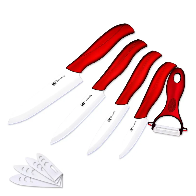 Factory wholesale red ABS handle peeler chef paring ceramic kitchen knives white blade ceramic knife