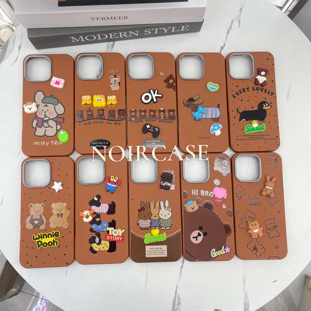 Cute Cartoon Pattern TPU+PC Phone Case for Girls - for iPhone 16 Pro Max, with Lens Protection & Cartoon Character Decoration