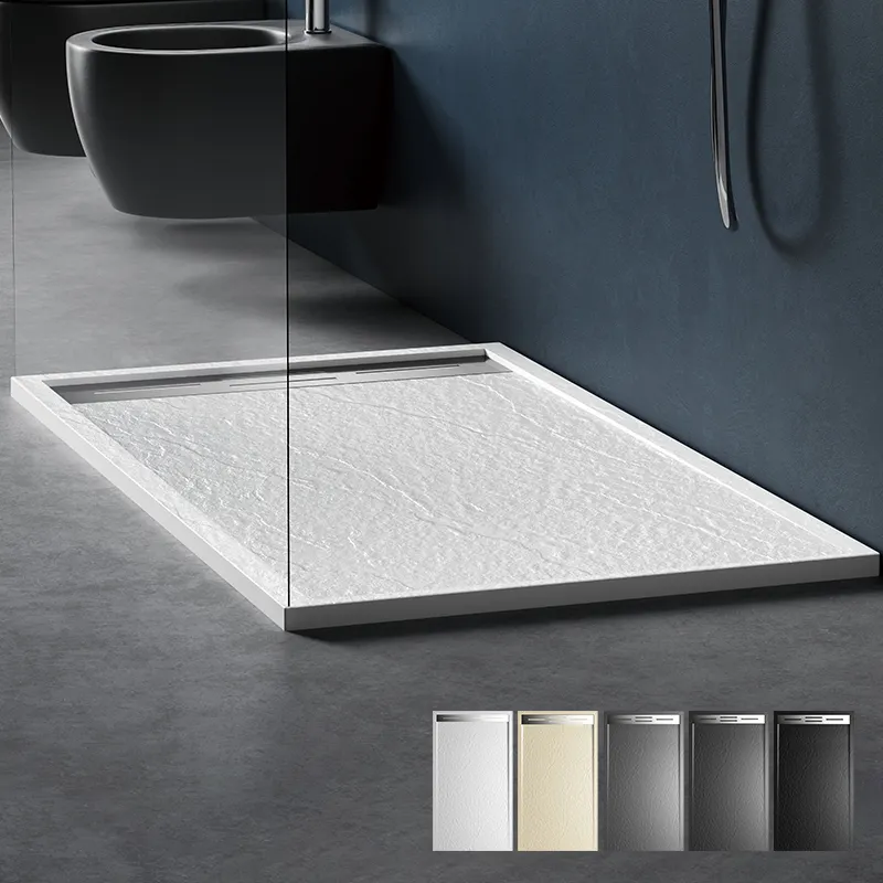 Différentes tailles disponibles beige autoportant en forme de rectangle receveur de douche salle d'eau plancher amovible pour receveur de douche