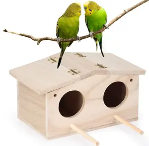 Suministro de fábrica Precio atractivo Nido de madera para mascotas Jaula de cría Pájaro Canario Casa de pájaros de madera - Product Image 1