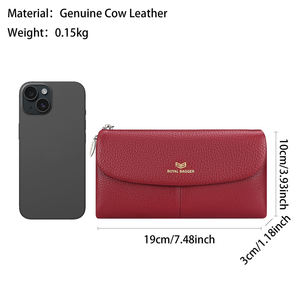 Genuine Cow <b>Leather</b> New Fashion RFID Long Wallet <b>Purse</b> For Women's High Capacity Clutch Bag Multi-Card Position Wallets RB5063 - Product Image 3