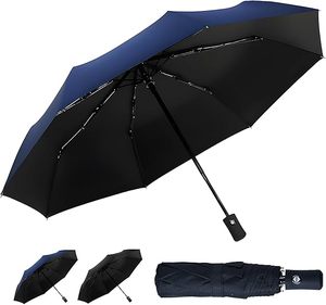 Parapluie de voyage compact moderne à ouverture et fermeture automatiques, à trois plis, avec tige en fer et tissu en fibre de verre, pour petit sac à dos - Vente en gros - Product Image 3