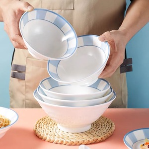 Cuenco de melamina para Fideos, juego de cuencos Ramen blancos y azules, vajilla de plástico, tazón de cereales, venta al por mayor, nuevo diseño
