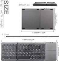 Tata letak oem keyboard Arab Inggris Jerman, keyboard nirkabel lipat mini Portabel komputer desktop