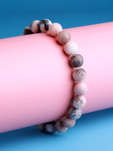 Nuovo 8mm rosa Zebra Jasper braccialetto di pietra regalo di festa amicizia fascia elastica Love Beaded bracciale per uomo e donna - Product Image 5