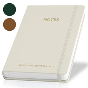 Custom Gold Stamp Embossed A5 Beige Modern Leather Hardcover 180 Sheets <b>Lined</b> Thread Sewing 80-120 GSM Gift Craft Diary Journal - Product Image 1
